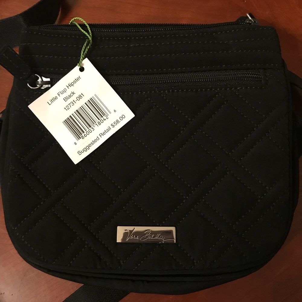 Vera Bradley Microfiber Flap Hipster Black NWT